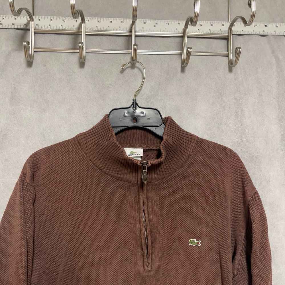 Lacoste Sweater Men 9 Ribbed 1/4 Zip Heavyweight Textured Pullover Sweatshirt